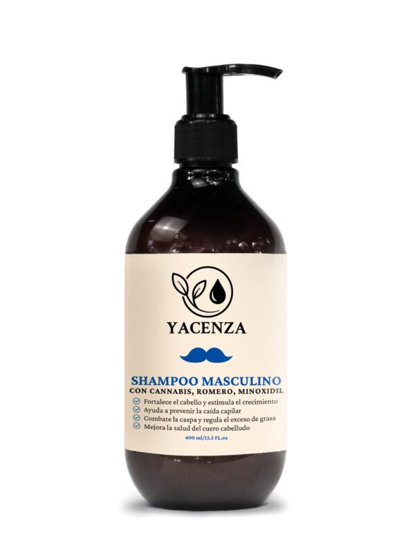 SHAMPOO MASCULINO CON CANNABIS, ROMERO, MINOXIDIL 400ML